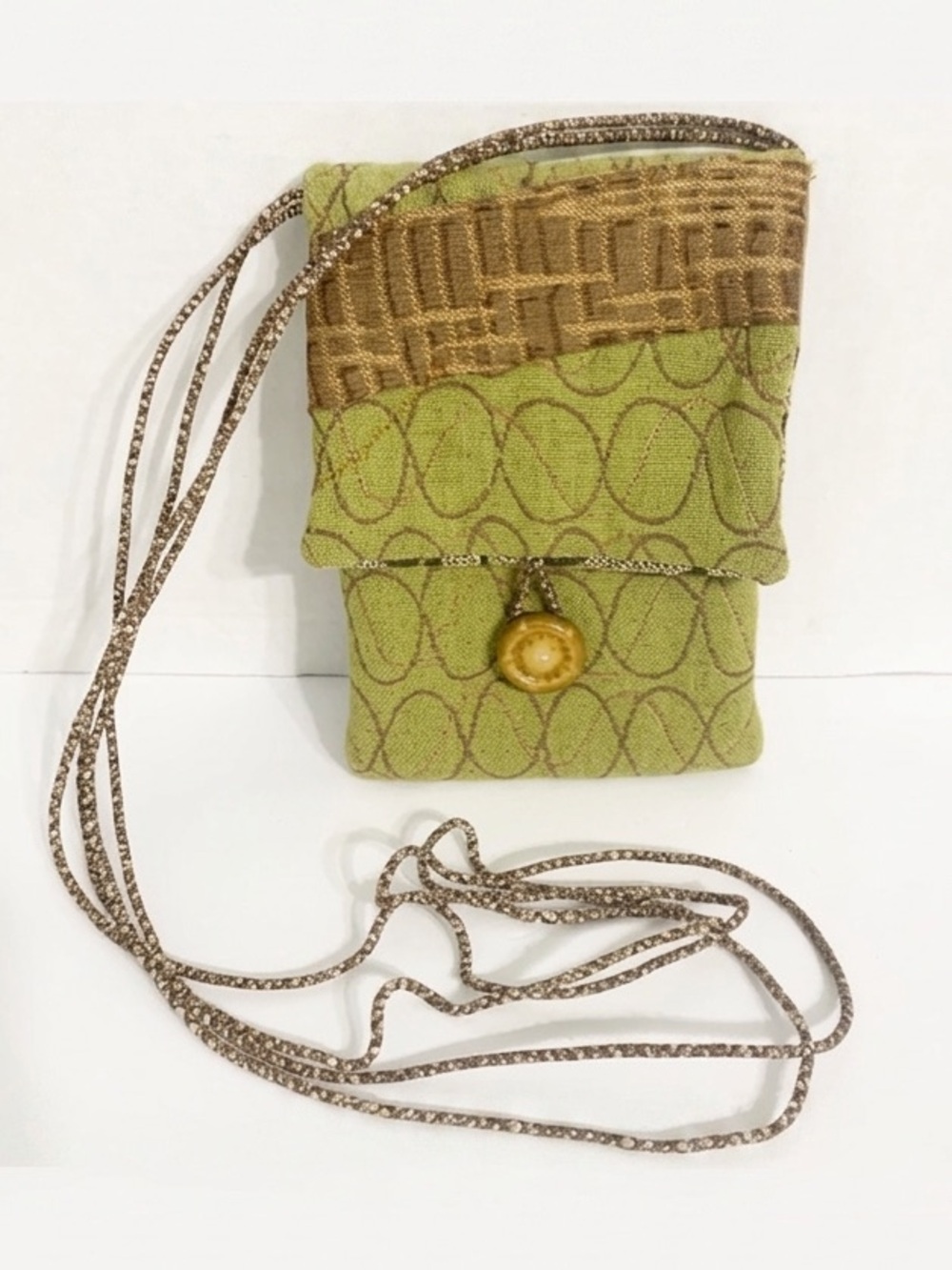 Handcrafted Botanical Crossbody Bag Button Closure Fully Lined Main Compartment
